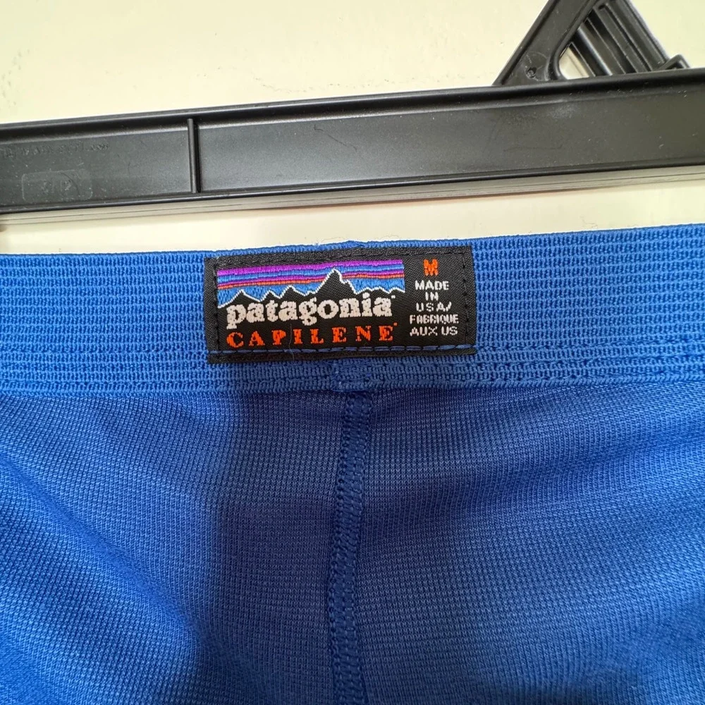 Patagonia Capilene Base Layer Men M Blue Thermal Leggings Pants Made in USA